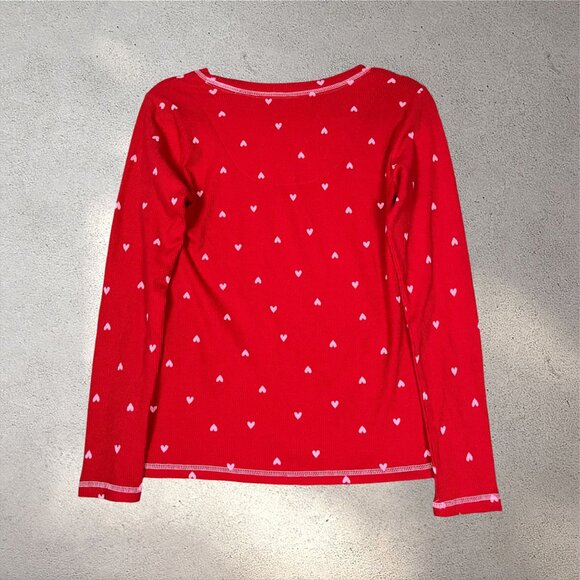 Laura Ashley Heart Print Pajama Set Women’s M Red Waffle Knit Y2K Cozy Valentine - Picture 5 of 16